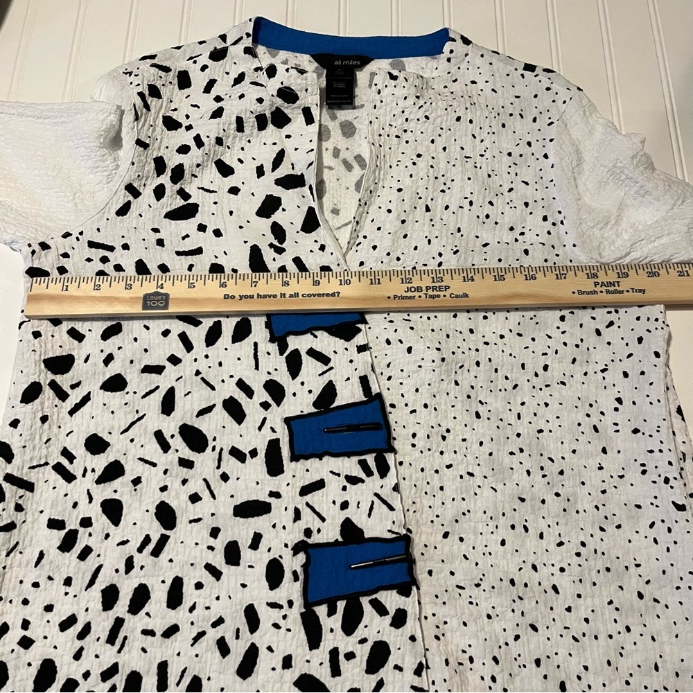 Ali Miles Wearable Art Size M Abstract Black White Maximalist Blouse Avant-Garde - Picture 7 of 8